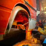 Welding,Work,On,Car,Body,Repair,In,The,Garage.,Truck